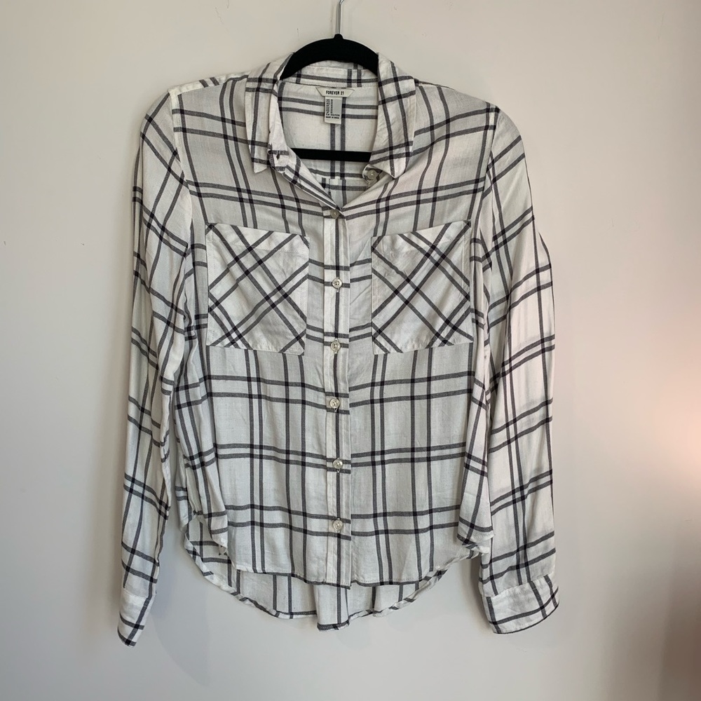 Forever 21 Black and White Plaid Top